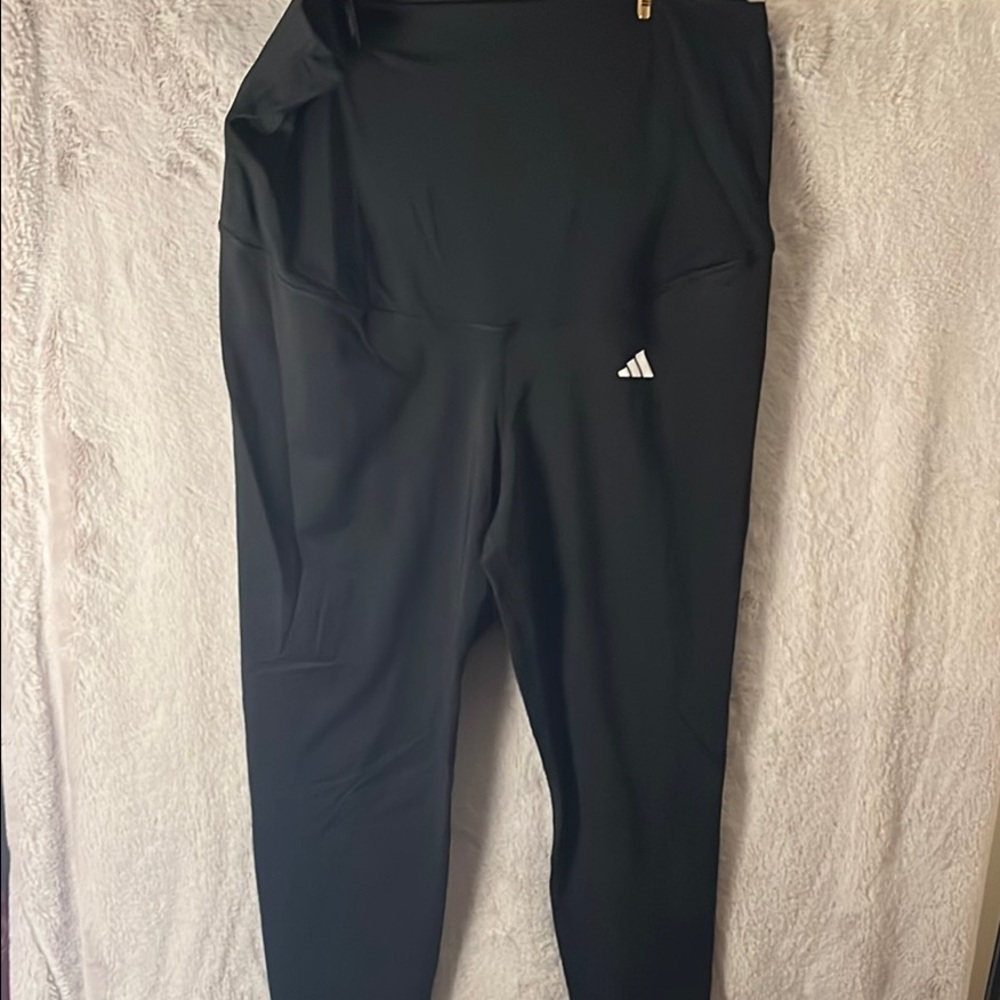 Adidas Black Maternity Leggings with Elastic Waistband and Full-Length Fit